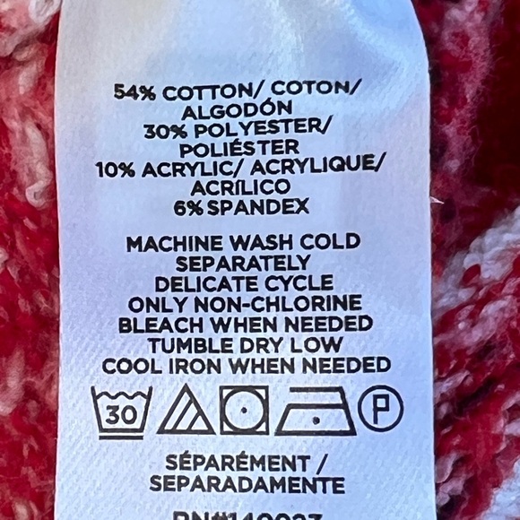 LOFT Red and White Candy Cane Striped Holiday Fair Isle Sweater Women’s Size L - Picture 5 of 6